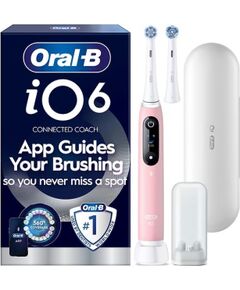 Oral-B iO6 elektriskā zobu birste, rozā + ceļojumu maciņš Elektriskās zobu birstes, irigatori