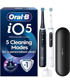 Oral-B iO5 elektriskā zobu birste, melna un balta + ceļojumu maciņš Elektriskās zobu birstes, irigatori