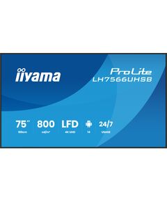 Monitors iiyama 189.0cm (75") 16:9 2xHDMI+USB-C VA (LH7566UHSB-B1AG) Monitori