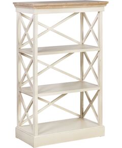 Полка для книг SAMIRA 72x36xH119cм, 3-полки, материал: дерево, цвет: антично-белый / коричневый Новинки Для дома и сада 