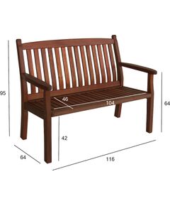 Скамья WINDSOR 2-местная 116х64хH95см, меранти Dārza galdi