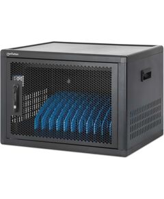Manhattan Laptop Charging Cabinet Desktop (or trolley) via USB-C 65W 16" 12-bay, Suitable for USB-C laptops (to 16"), iPads, MacBooks, Chromebooks, other USB-C devices, Bays 395x32.5x290mm, USB-C charging cables included,Cart, UK & EU Telefonu lādētāji 220v