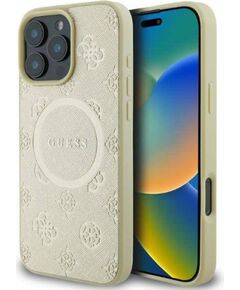Guess Apple  iPhone 16 Pro Max Saffiano Peony Stamp MagSafe Case Gold Neoriģinālie Maciņi
