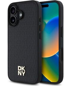 DKNY Apple  iPhone 16 Plus  PU Leather Repeat Pattern Stack Logo MagSafe Case Black Чехлы - альтернативные