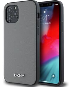 DKNY Apple  DKNY PU Leather Silver Metal Logo Magsafe Case for iPhone 12/12 Pro Grey Neoriģinālie Maciņi
