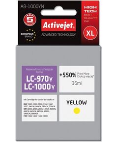 Activejet AB-1000YN ink (replacement for Brother LC1000/LC970Y; 36 ml; yellow) Tintes printeru izejmateriāli
