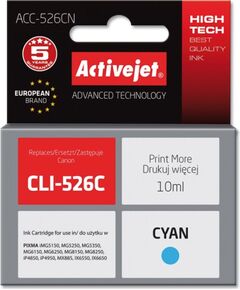 Activejet ACC-526CN Ink (replacement for Canon CLI-526C; Supreme; 10 ml; cyan) Tintes printeru izejmateriāli