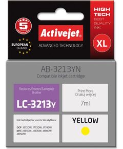 Activejet AB-3213YN Ink cartridge (replacement for Brother LC3213Y; Supreme; 7 ml; yellow) Tintes printeru izejmateriāli