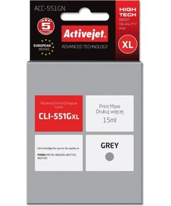 Activejet ACC-551GN Ink (replacement for Canon CLI-551G; Supreme; 15 ml; gray) Tintes printeru izejmateriāli