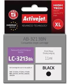 Activejet AB-3213BN Ink Cartridge (replacement for Brother LC3213BK; Supreme; 11 ml; black) Tintes printeru izejmateriāli