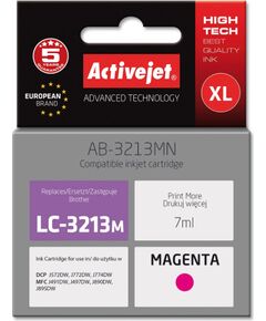 Activejet AB-3213MN Ink cartridge (replacement for Brother LC3213M; Supreme; 7 ml; magenta) Tintes printeru izejmateriāli