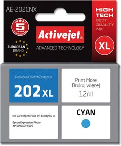 Activejet AE-202CNX ink (replacement for Epson 202XL H24010; Supreme; 12 ml; cyan) Tintes printeru izejmateriāli