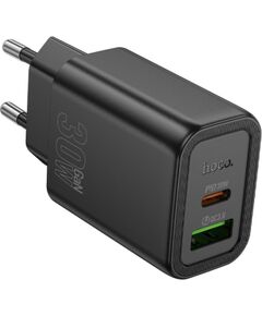 Charger Hoco N63 30W GaN USB-C/USB-A black Telefonu lādētāji 220v