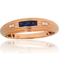 Золотое кольцо #1101260(Au-R)_DI+SA, Красное Золото 585°, Бриллианты (0,021Ct), Сапфир (0,182Ct), Размер: 17, 1.77 гр. Ar dārgakmeņiem