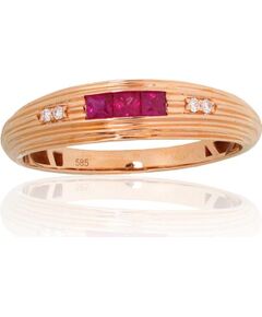 Золотое кольцо #1101260(Au-R)_DI+RB, Красное Золото 585°, Бриллианты (0,021Ct), Рубин (0,222Ct), Размер: 16.5, 1.75 гр. Ar dārgakmeņiem