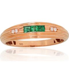 Золотое кольцо #1101260(Au-R)_DI+EM, Красное Золото 585°, Бриллианты (0,021Ct), Изумруд (0,139Ct), Размер: 17, 1.76 гр. Ar dārgakmeņiem