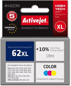 Activejet AH-62CRX ink (replacement for HP 62XL C2P07AE; Premium; 18 ml; color) Tintes printeru izejmateriāli