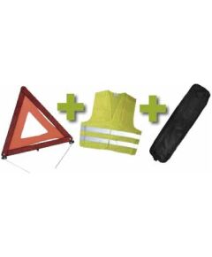 Bīdinājuma trijstūris+atstarojošā veste, melnā somā, JBM Citi auto piederumi