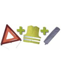 Bīdinājuma trijstūris+atstarojošā veste, pelēkā somā, JBM Citi auto piederumi