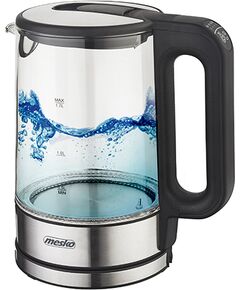 Mesko Kettle MS 1301b Electric 1850 W 1.7 L Glass 360° rotational base Black Tējkannas (elektriskās)