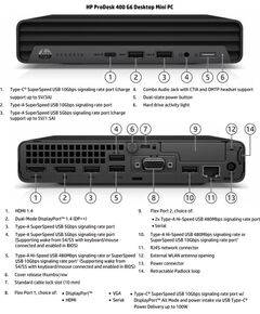 HP Renewed Grade A ProDesk 400 G6 Desktop Mini Intel Core i5 i5-10500T 16 GB SSD 256 GB Intel UHD Graphics 630 Windows 11 Pro Atjaunoti personālie datori