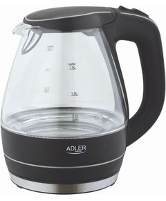 Adler Kettle AD 1224 Standard 2000 W 1.5 L Glass 360° rotational base Black Tējkannas (elektriskās)