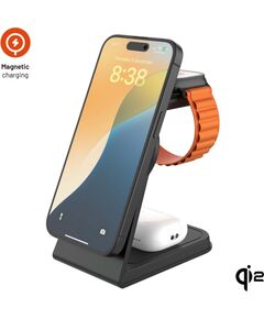 Fixed 3-in-1 Mag ALU Qi2 wireless MagSafe charging station, black Новинки Компьютерная техника