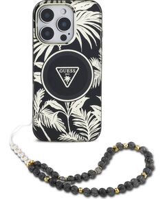 Guess IML Palm Trees Triangle Logo Pearl Strap MagSafe Case Aizsargapvalks priekš Apple iPhone 16 Pro Neoriģinālie Maciņi