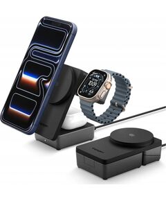 SPIGEN EF323MQ ESSENTIAL 3IN1 MAGNETIC MAGSAFE WIRELESS CHARGER 25W Qi2.2 BLACK Jaunumi - Datori