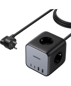 UGREEN CD268 DigiNest Удлинитель 1.8m 3 розетки с USB зарядным устройством (2x USB-A max 22.5W, 2x USB-C max 65W) / чёрный Strāvas pagarinātāji