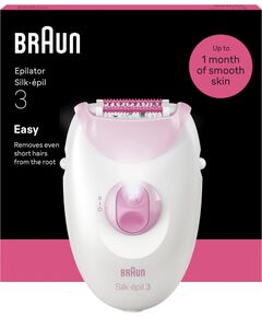 Braun Silkepil 3 Corded Epilator - Pink (8700216962988) Epilatori, bikini trimmeri, sieviešu skuvekļi