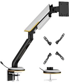Hismart Heavy-Duty Single Monitor 24"-57" Gas Spring Arm Mount, RGB Lighting, Gray Palikņi portatīvajiem datoriem