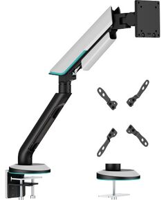 Hismart Heavy-Duty Single Monitor 24"-57" Gas Spring Arm Mount, Gray Palikņi portatīvajiem datoriem