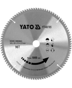 Griešanas disks kokam Yato YT-60785; 305x30 mm; Z96 Zāģripas