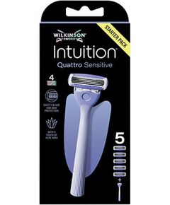Wilkinson Sword Intuition Quattro Sensitive - Holicí strojek + 5 hlavic Smaržas - NESAKĀRTOTS