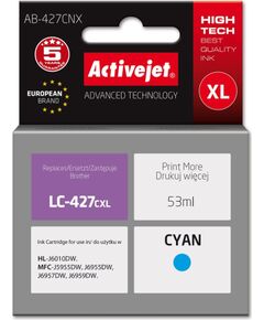 Activejet AB-427CNX Brother printer ink cartridge, replacement for Brother LC-427CXL; Supreme; 53 ml; light blue Tintes printeru izejmateriāli