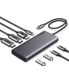 HUB UGREEN CM639 USB-C / 2xHDMI 4K60Hz, DisplayPort, 2xUSB-A, 2xUSB-C 3.2 10Gbps, USB-C PD 100W Новинки Компьютерная техника