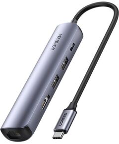 HUB USB Ugreen Revodok CM418 USB-C 2x USB, HDMI 4K 30 Hz, RJ45 1Gbps, PD 100W Новинки Компьютерная техника