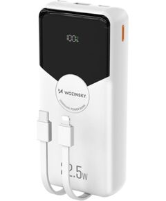 Wozinsky   Wozinsky WFC-15W 20000mAh 22.5W PD20W Powerbank with Built-in Lightning and USB-C Cables - White Power Banks