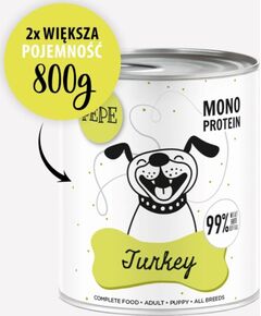 Paka Zwierzaka Pepe Indyk karma dla psa 800g Suņu barība
