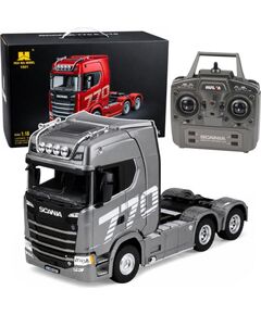 Scania Huina 1501 Remote Controlled RC Truck Gray Silver 1:18 Radio vadāmās rotaļlietas (RC)