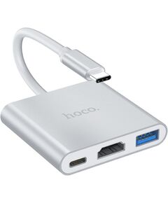 Adapter Hoco HB14 Type-C to USB-A+HDMI+Type-C silver Data USB kabeļi