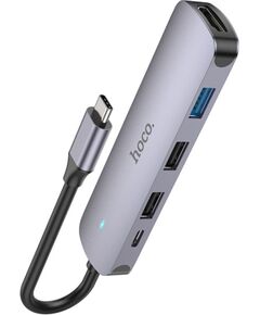 Адаптер Hoco HB27 Type-C Multi-Function Converter HDMI+USB3.0+USB2.0*2+PD серый Дата USB-кабели