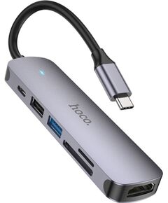 Адаптер HB28 Type-C multi-function converter HDMI+USB3.0+USB2.0+SD+TF+PD серый Дата USB-кабели