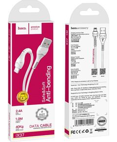 USB cable Hoco X37 Cool Power Lightning 1.0m white Data USB kabeļi