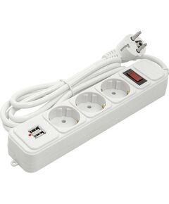 EXD Extension cord 1.8m, 3 sockets + 2 USB, with switch Strāvas pagarinātāji
