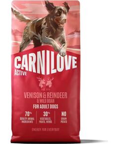 CARNILOVE ACTIVE Dog Dry Made with Venison & Reindeer & Wild Boar for Active Adult All Breeds 12 kg Suņu barība