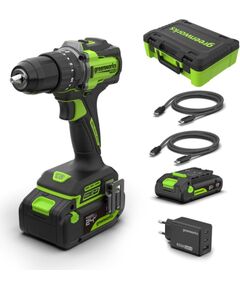 Akumulatora triecienurbjmašīna-skrūvgriezis Greenworks HD560A2; 24 V; 1x4,0 Ah akum. Urbjmašīnas un skrūvgrieži