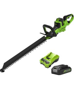 Bezvada dzīvžogu šķēres Greenworks HT24L211-01; 24 V; 1x2,0 Ah; 61 cm garuma Dzīvžogu šķēres
