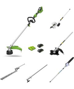 Daudzfunkciju dārza instruments Greenworks GD24X2TXK4XKMLk; 48 V; 2x4,0 Ah akum.  Elektroinstrumentu komplekti